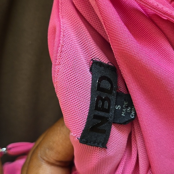 Revolve NBD Pink Cut Out Slinky Ruched Mini Dress Barbiecore Size S - Picture 3 of 7